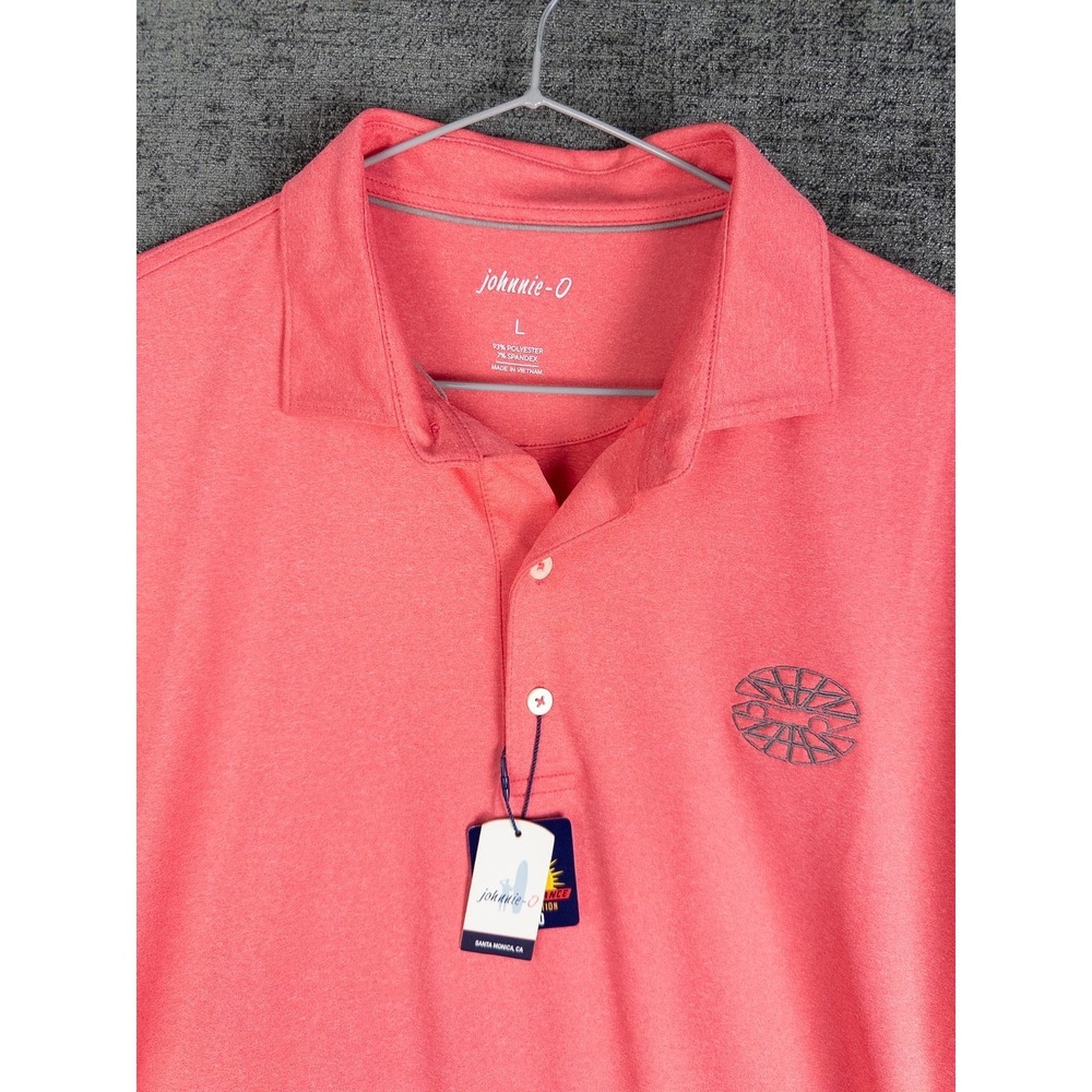 NEW Johnnie-O Polo Shirt Mens L Coral UPF50 Performance Golf Short Sleeve
